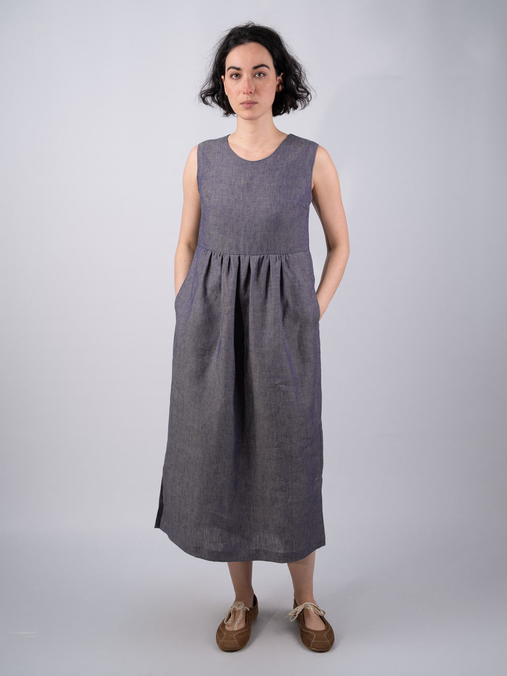 Women's Sleeveless Linen Denim Dress