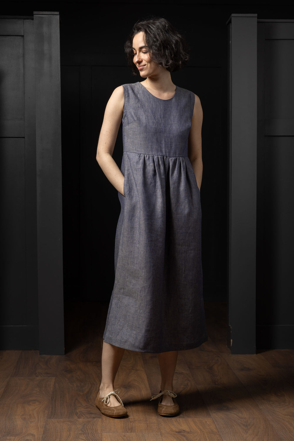 Women's Sleeveless Linen Denim Dress