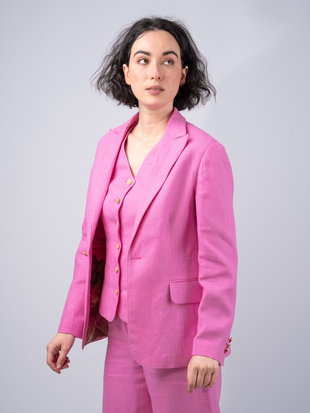 Women's Pink Linen Jacket & Blazer