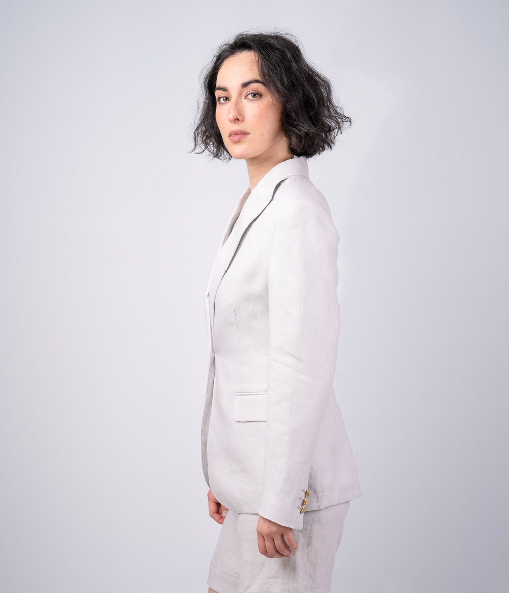Women's Silver Linen Jacket & Blazer