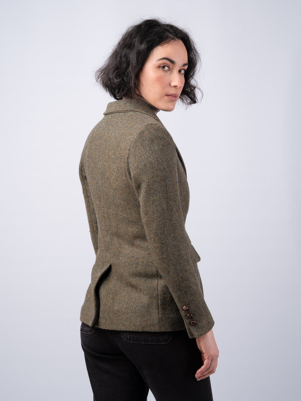 Women's Moss Green Tweed Jacket & Blazer