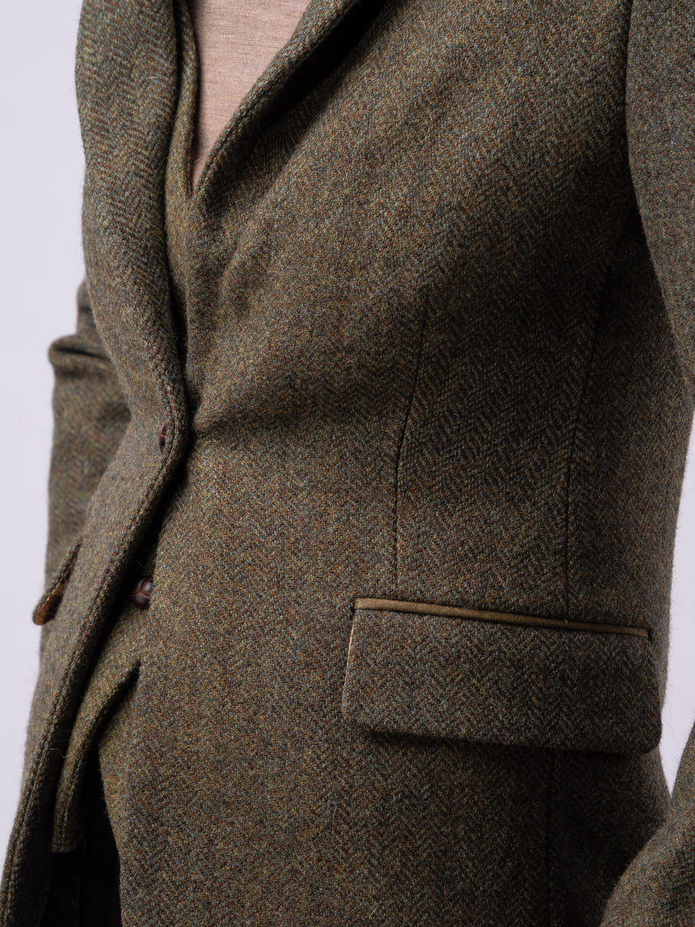 Women's Moss Green Tweed Jacket & Blazer