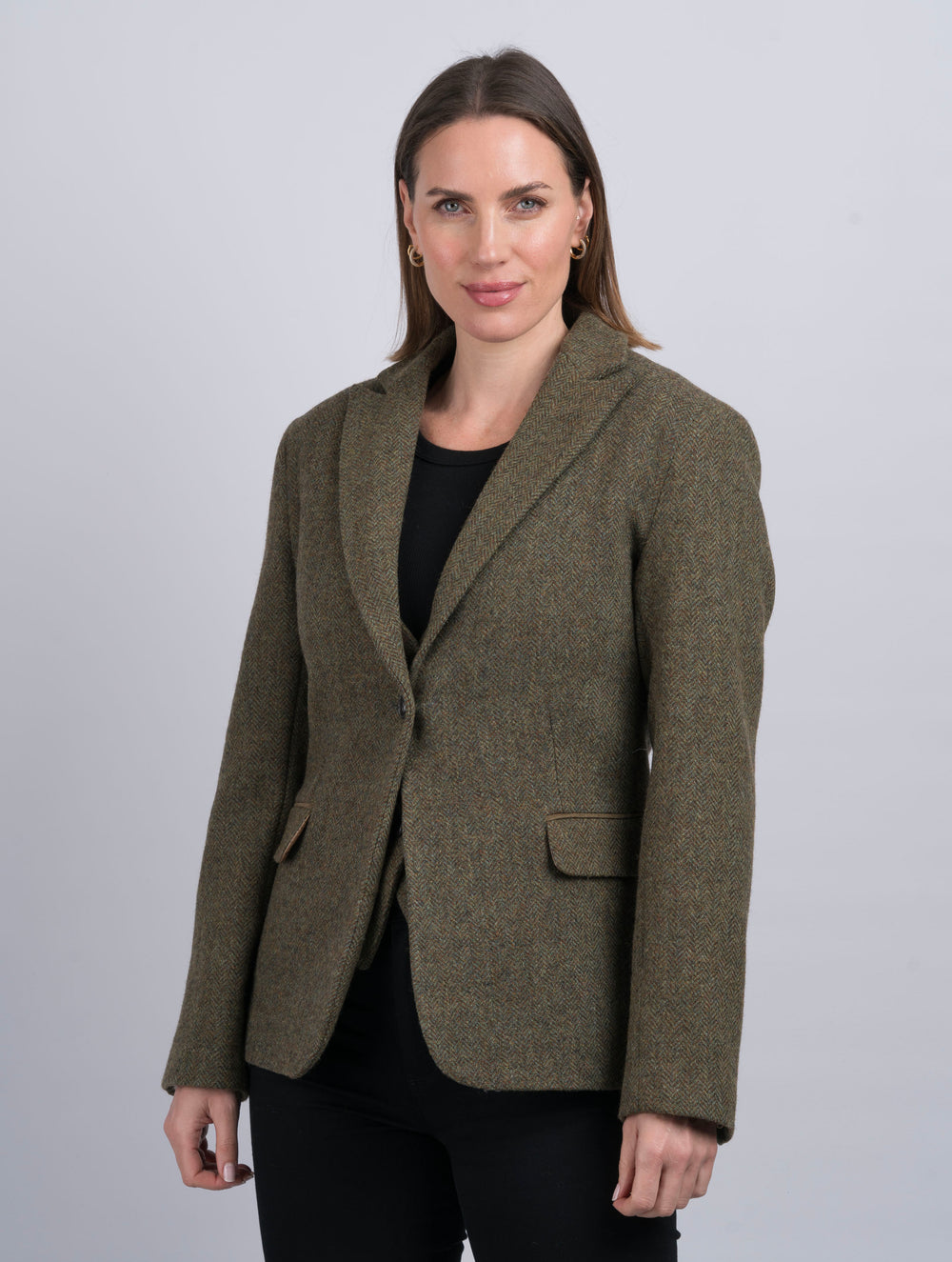 Women's Moss Green Tweed Jacket & Blazer
