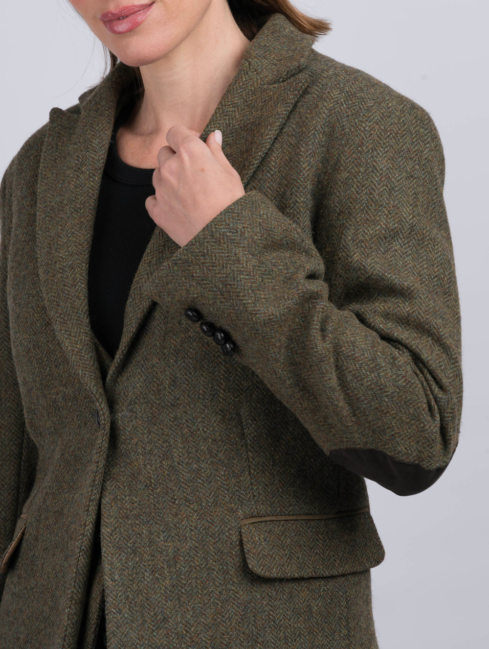Women's Moss Green Tweed Jacket & Blazer