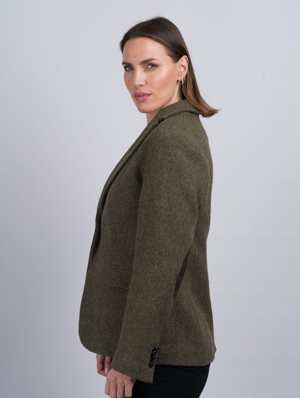 Women's Moss Green Tweed Jacket & Blazer