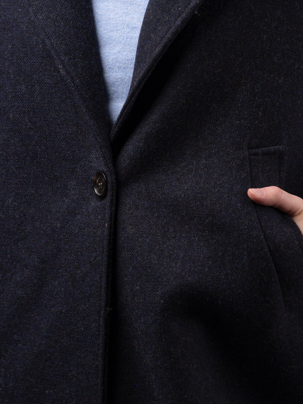 Women's Navy Tweed City Coat