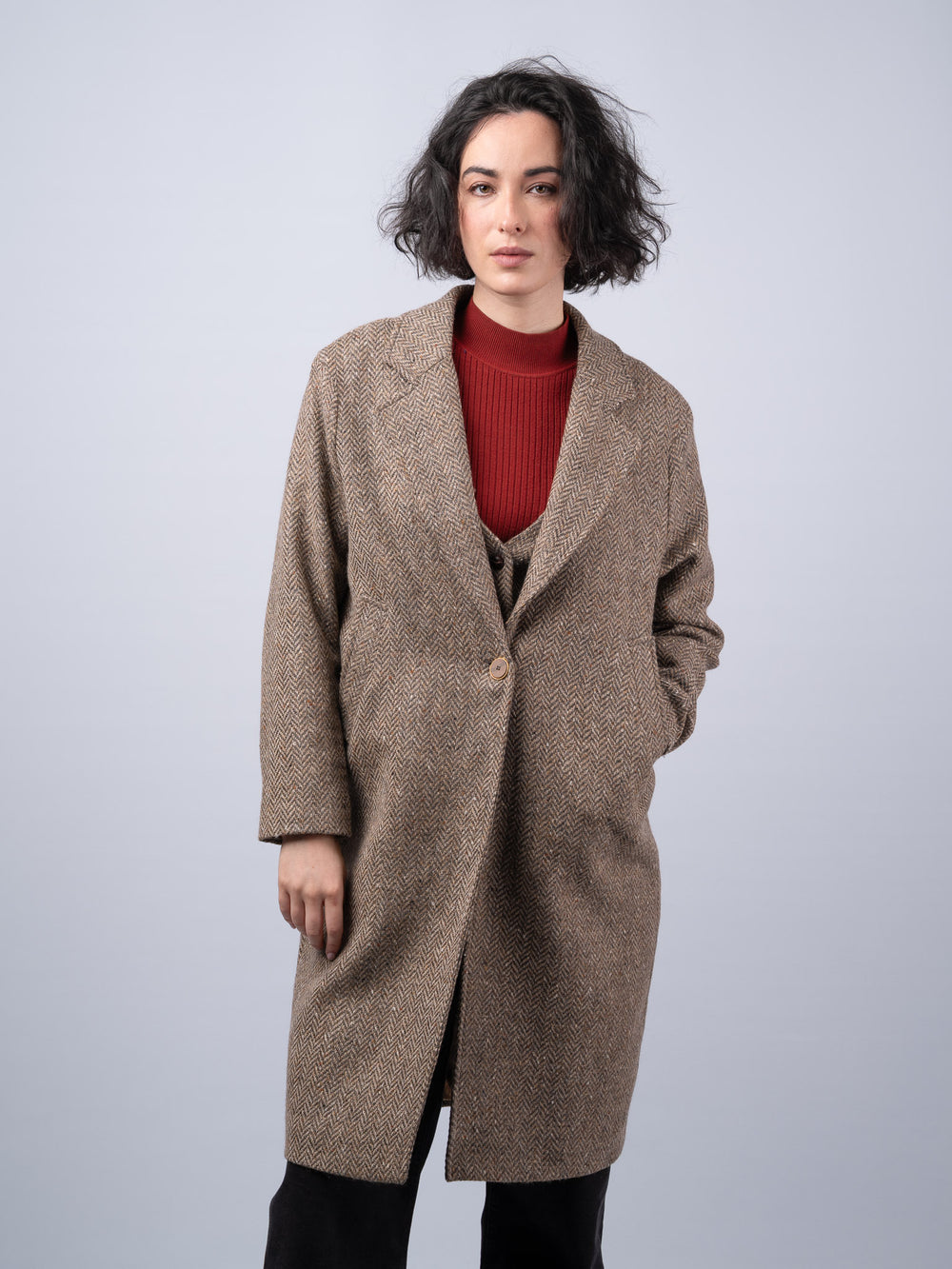 Women's Oak Herringbone Tweed City Coat — Available to Preorder Now