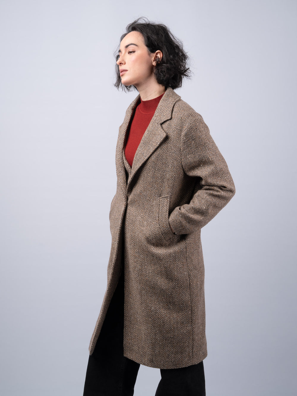 Women's Oak Herringbone Tweed City Coat — Available to Preorder Now
