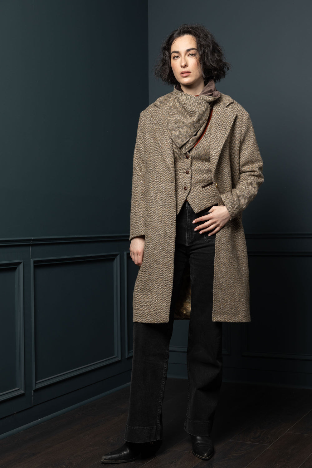Women's Oak Herringbone Tweed City Coat