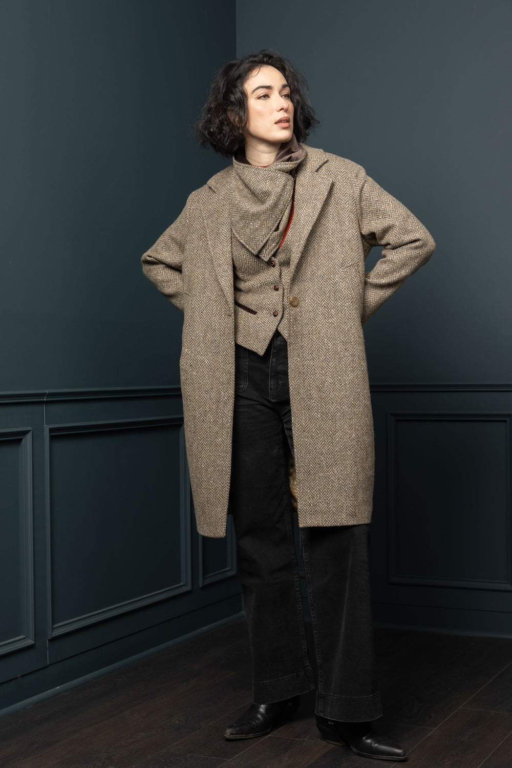 Women's Oak Herringbone Tweed City Coat