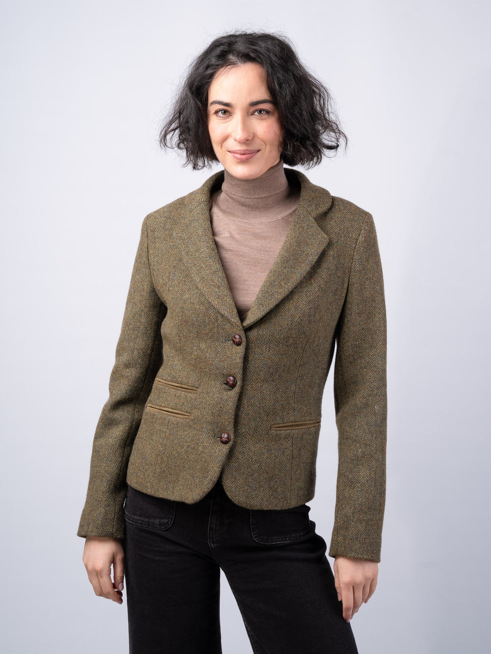 Women's Moss Herringbone Cropped Tweed Jacket & Blazer