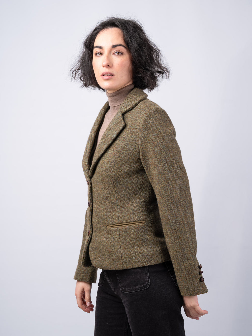 Women's Moss Herringbone Cropped Tweed Jacket & Blazer