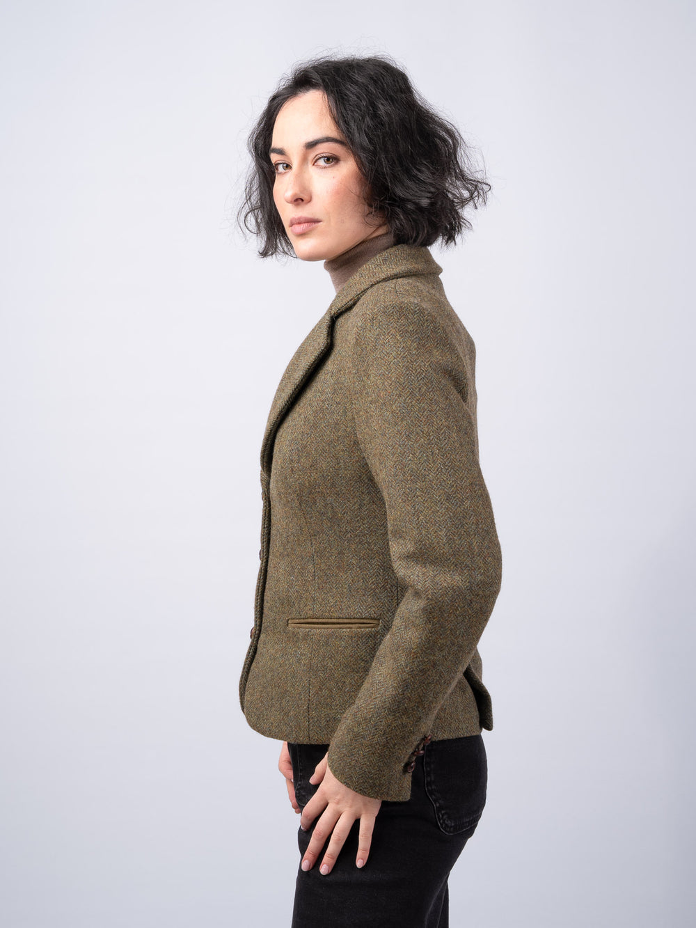 Women's Moss Herringbone Cropped Tweed Jacket & Blazer