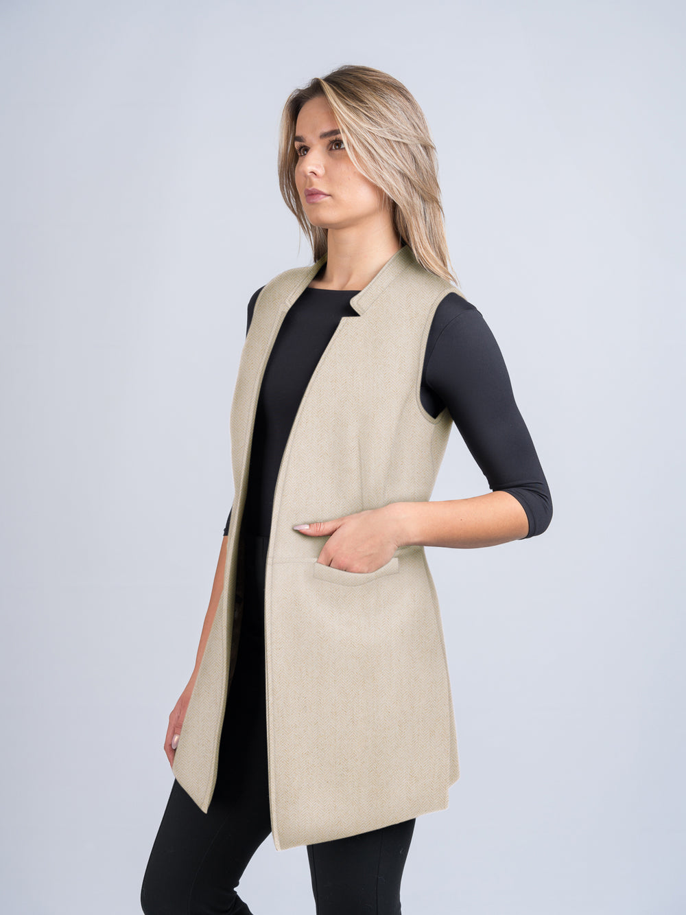 Women's Alpaca Tweed Long Gilet