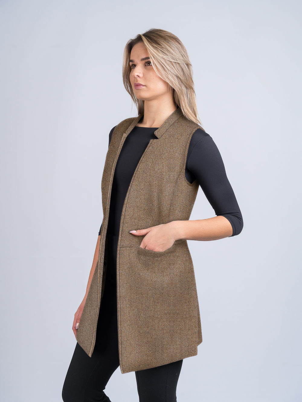 Women's Fawn Tweed Long Gilet