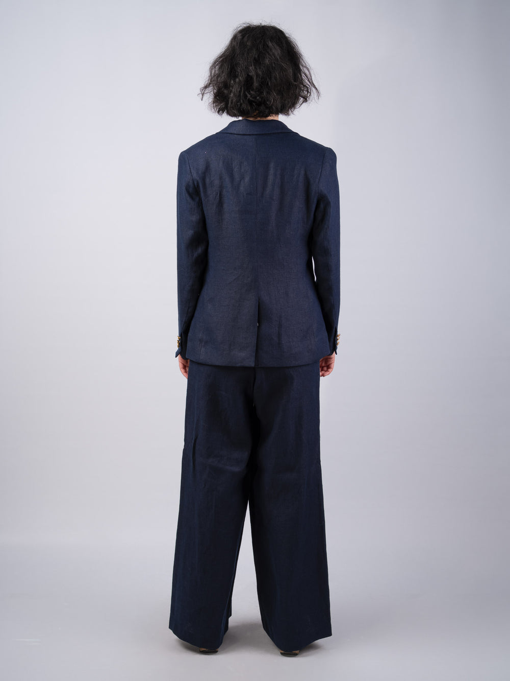 Women's Navy Linen Trousers & Pants