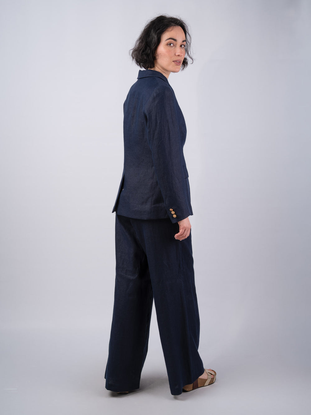 Women's Navy Linen Trousers & Pants