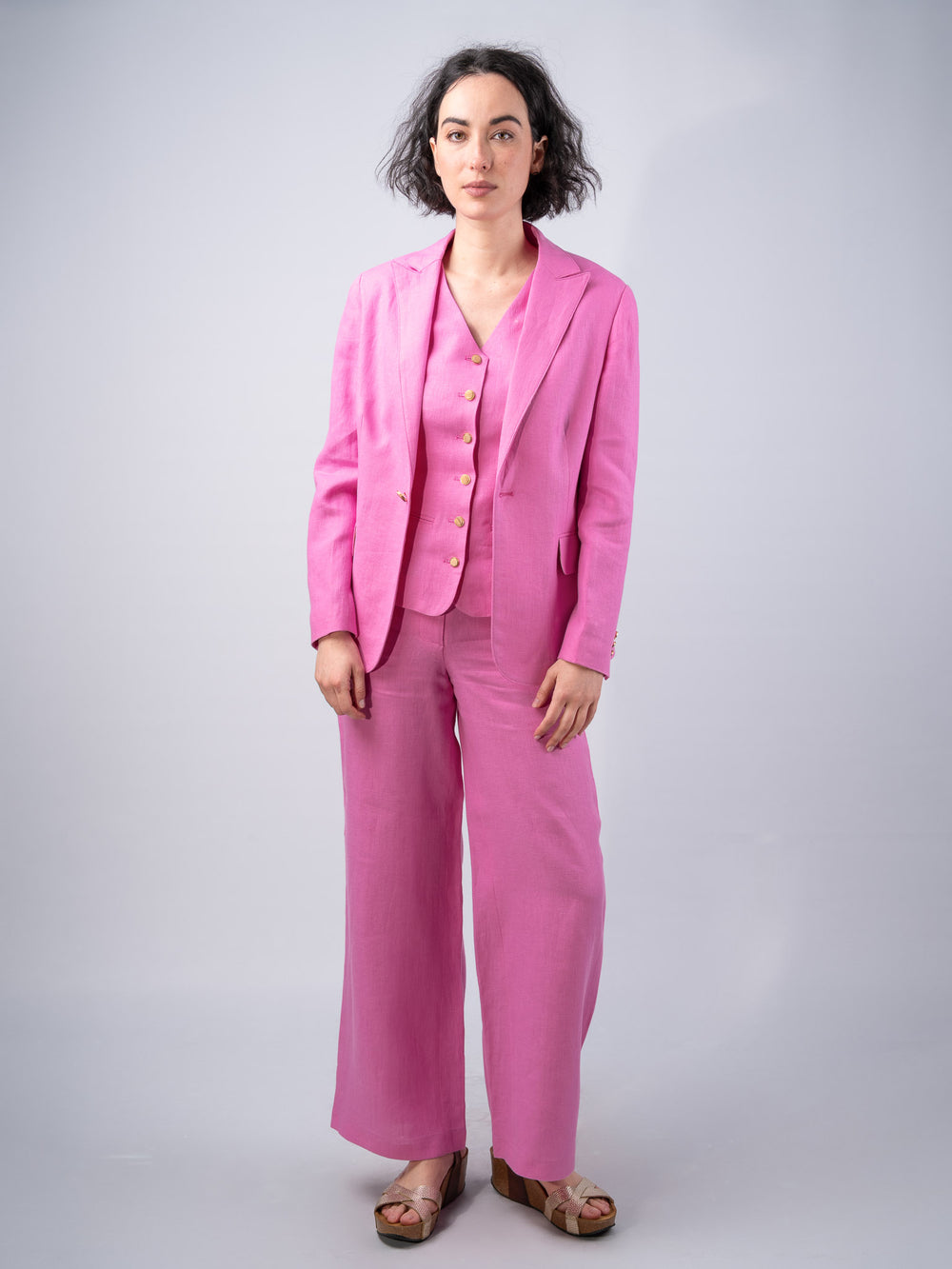 Women's Pink Linen Trousers & Pants