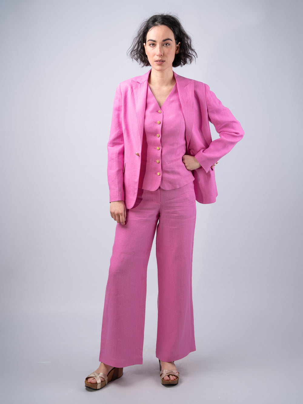 Women's Pink Linen Jacket & Blazer