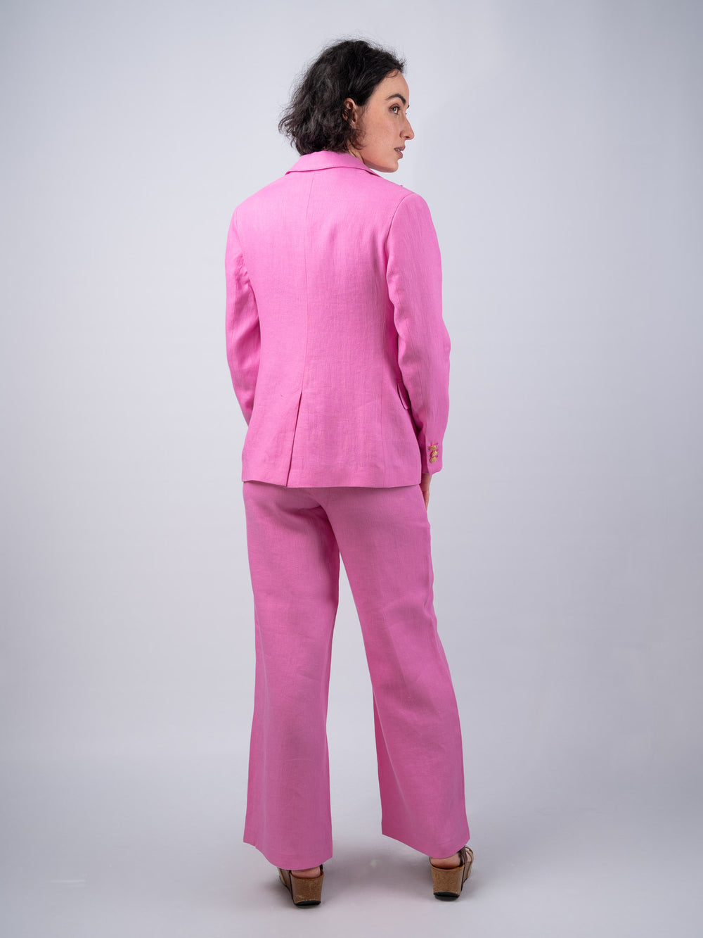 Women's Pink Linen Trousers & Pants