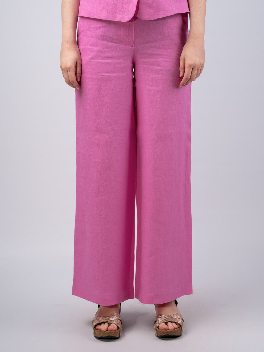 Women's Pink Linen Trousers & Pants