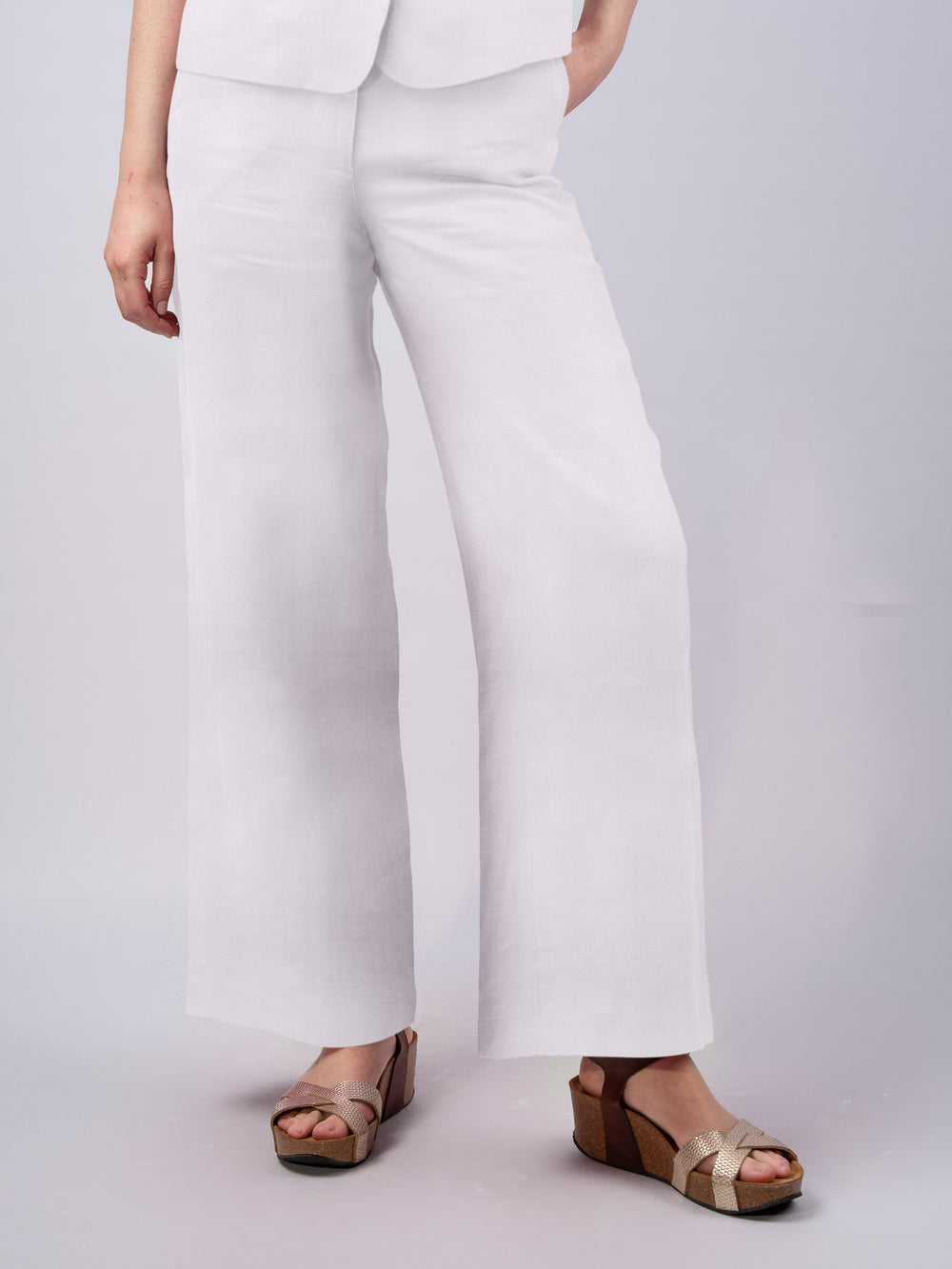 Women's Silver Linen Trousers & Pants