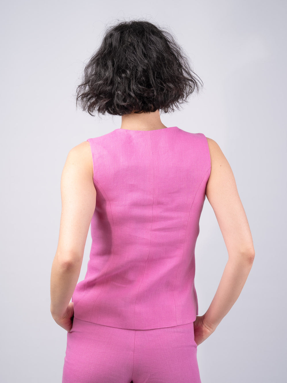 Women's Pink Linen Waistcoat & Vest