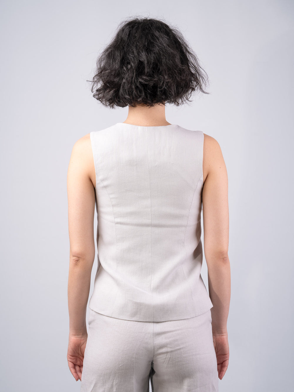 Women's Silver Linen Waistcoat & Vest