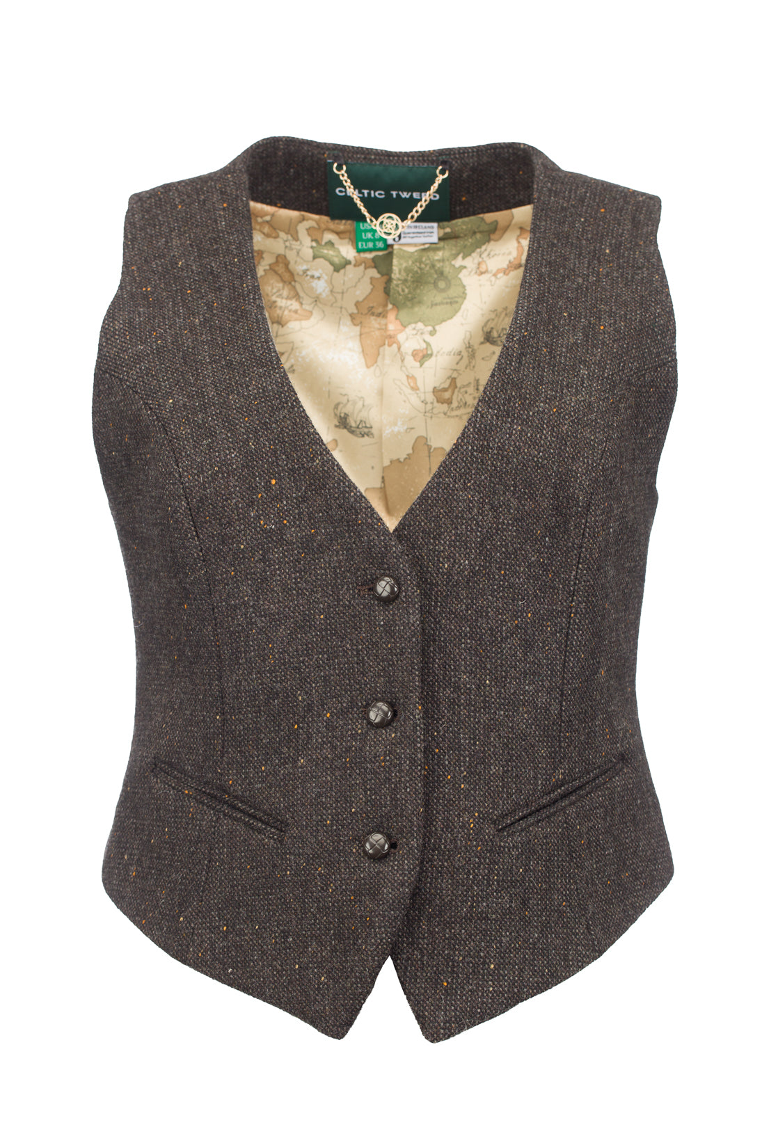 Brown Hopsack Tweed Waistcoat - Luxury Women's Vest | Irish