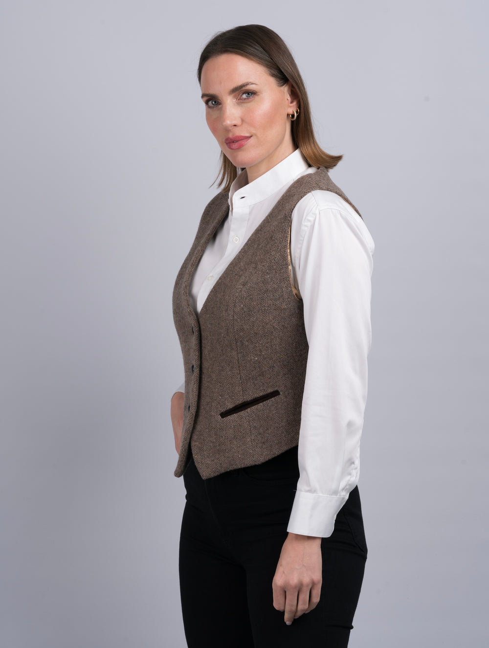 Women's Fawn Tweed Waistcoat