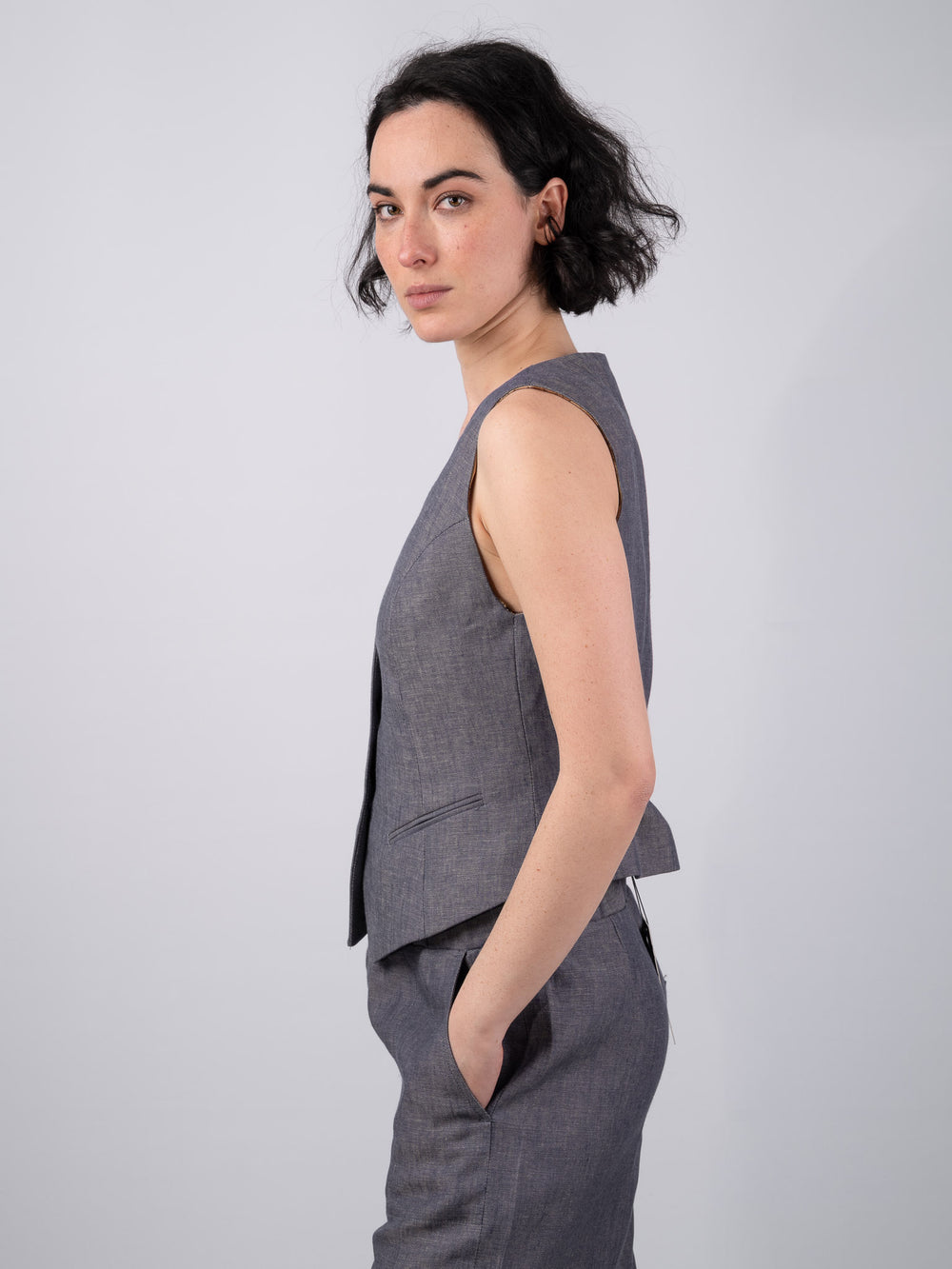 Women's Classic Linen Denim Waistcoat & Vest