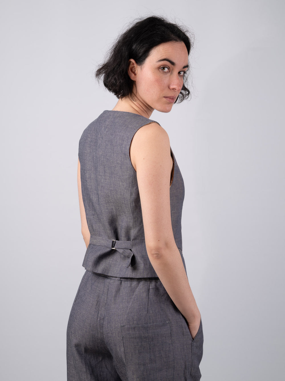 Women's Classic Linen Denim Waistcoat & Vest