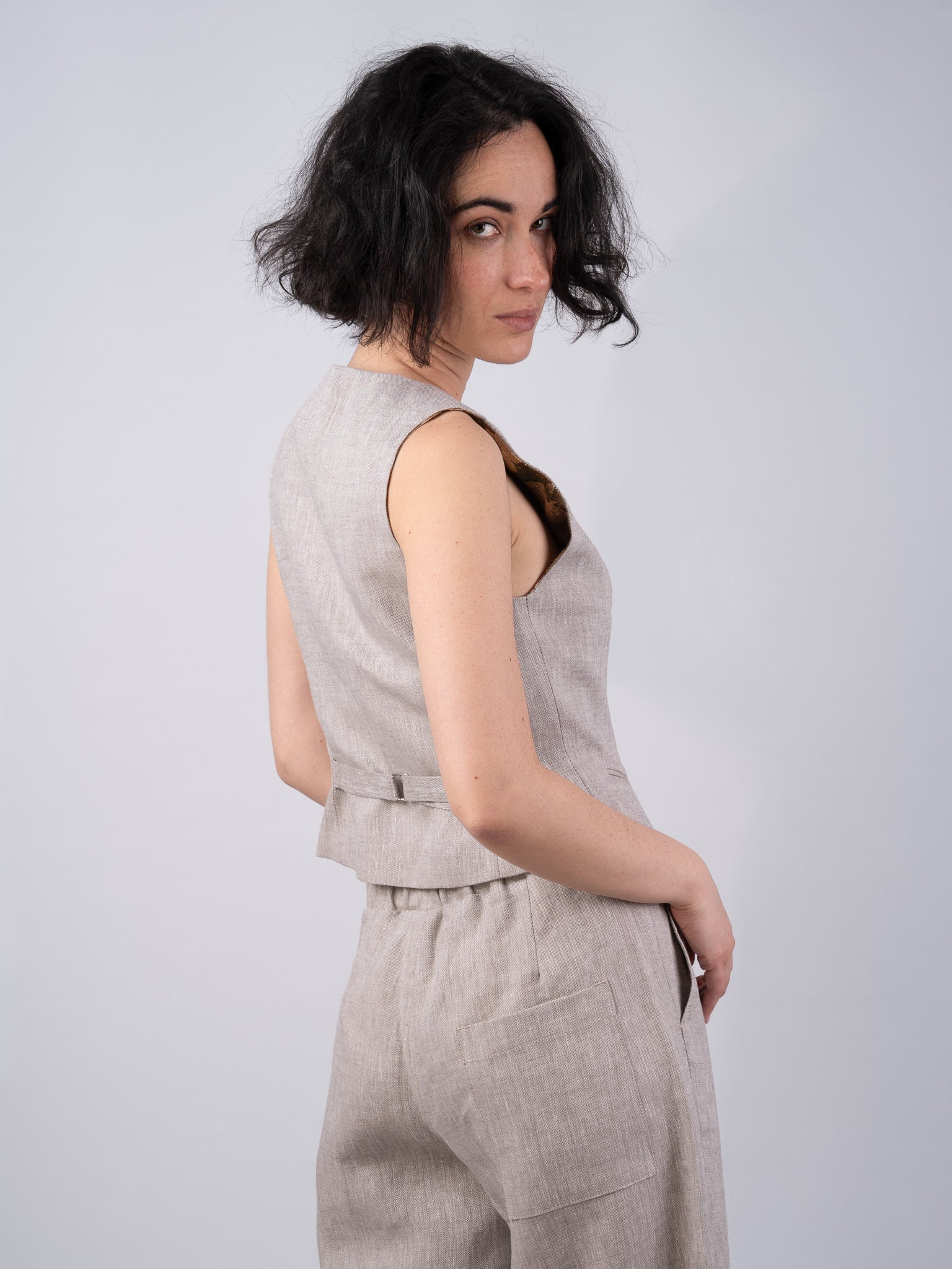 Women's Desert Linen Waistcoat - Luxury Women's Vest | Irish Linen