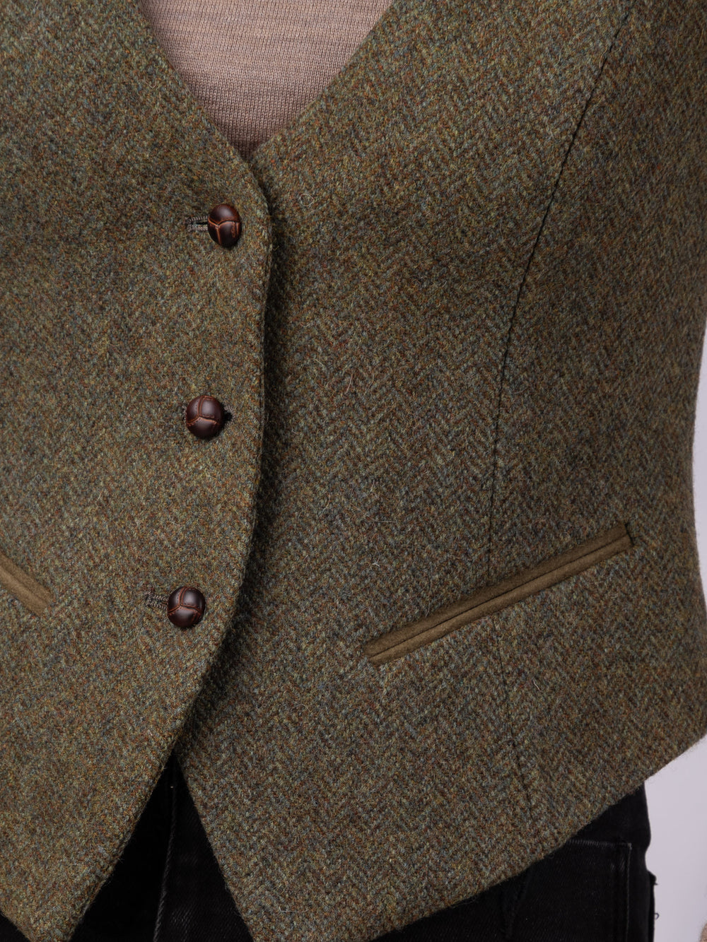 Women's Moss Green Tweed Waistcoat