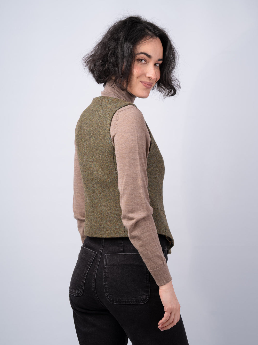 Women's Moss Green Tweed Waistcoat