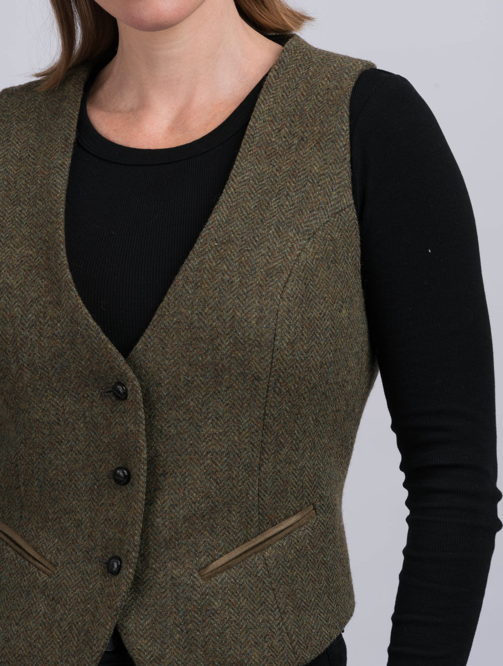 Women's Moss Green Tweed Waistcoat