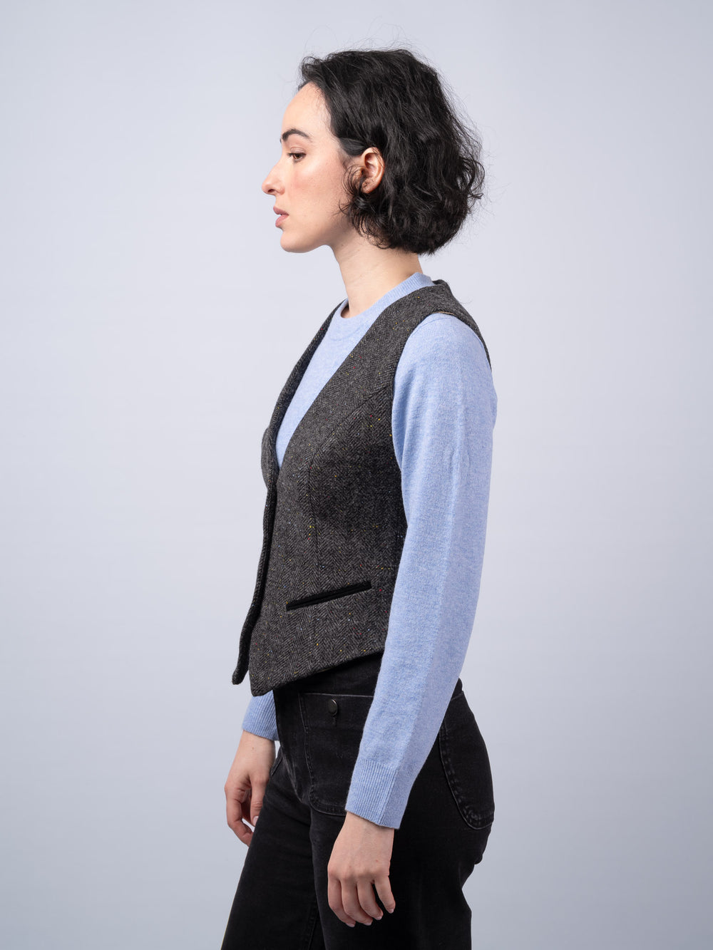Women's Smoke Herringbone Tweed Waistcoat & Vest  — Available to Preorder Now