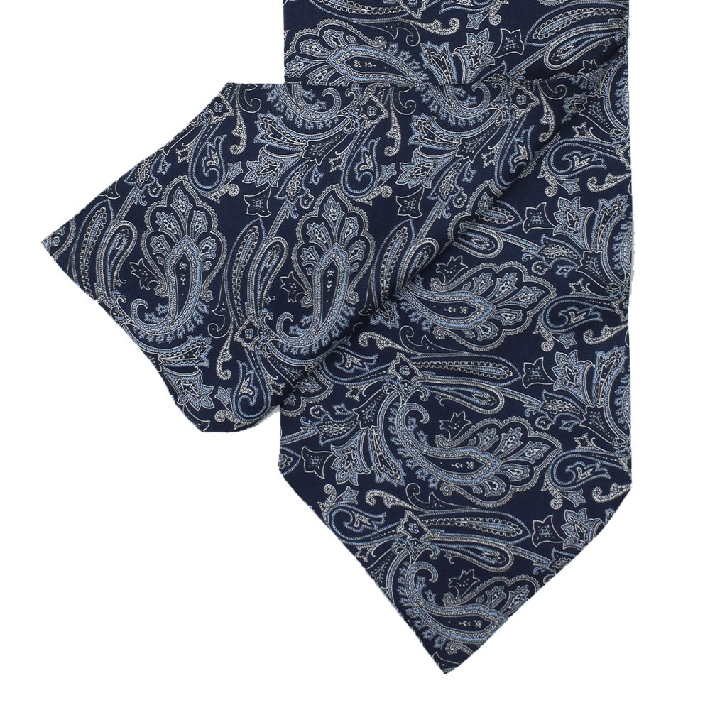 Navy and Cyan Cravat with  Paisley Design
