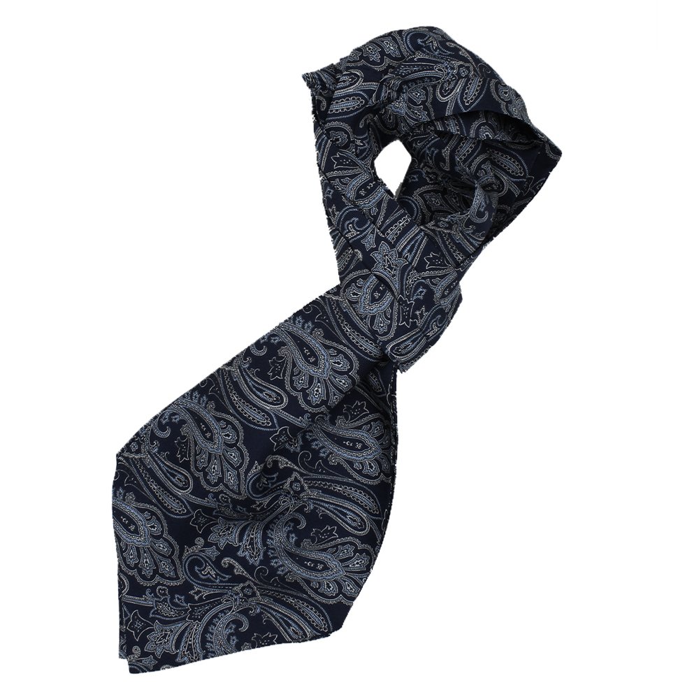 Marineblaue und cyanfarbene Krawatte mit Paisley-Design