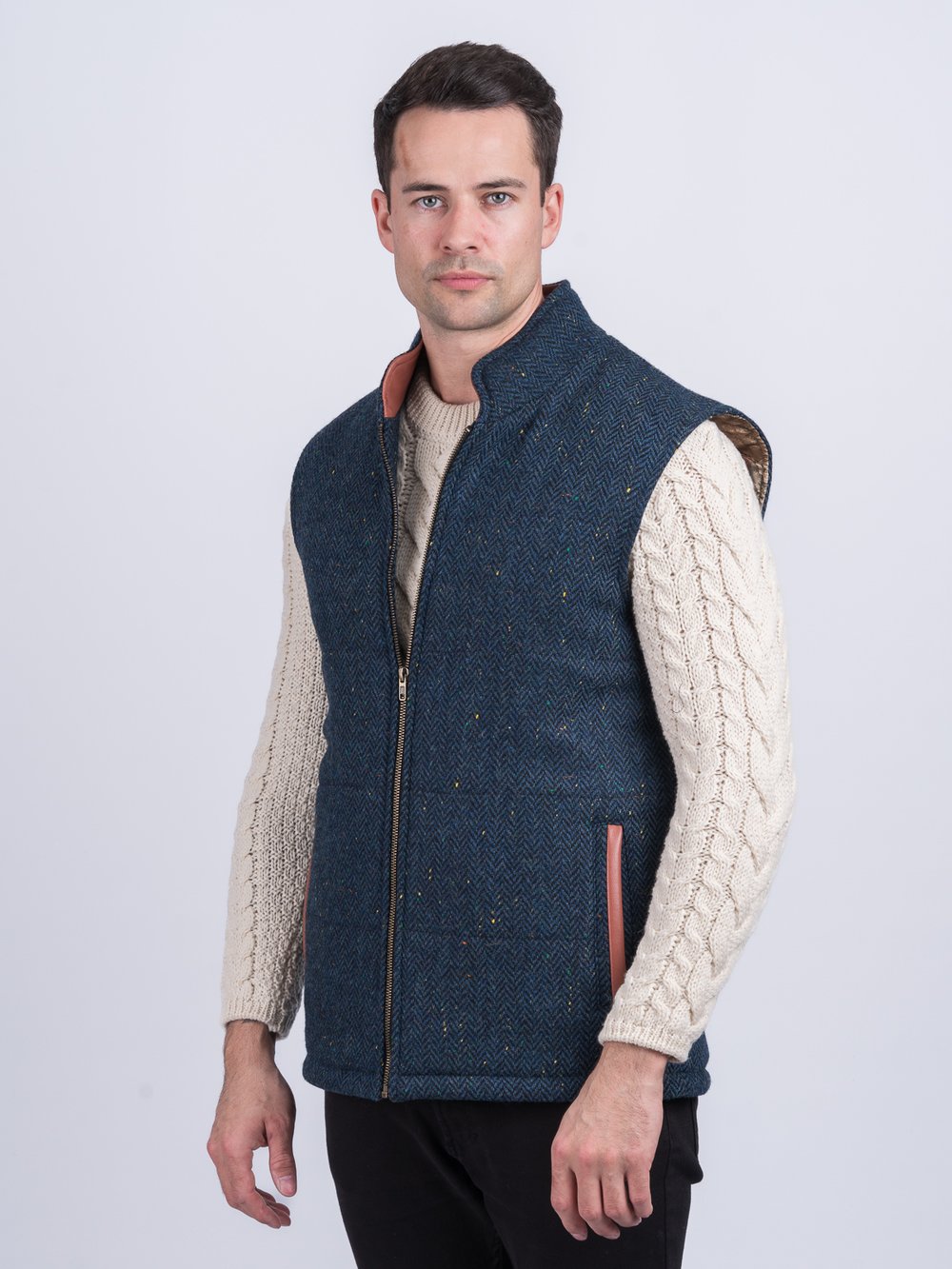 sevenbutterfly 　HEVE Tweed Gilet navy heve ツイードジレネイビー