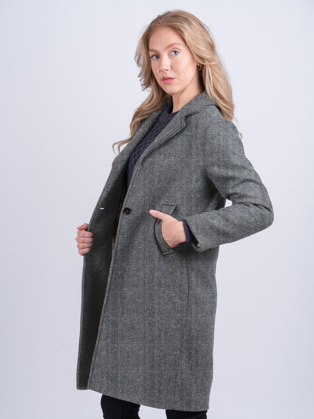 Laine Manteau Long Chic Long Tweed Coat Manteau Femme En Tweed