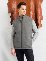 Light Grey Tweed Bodywarmer with Leather Trims